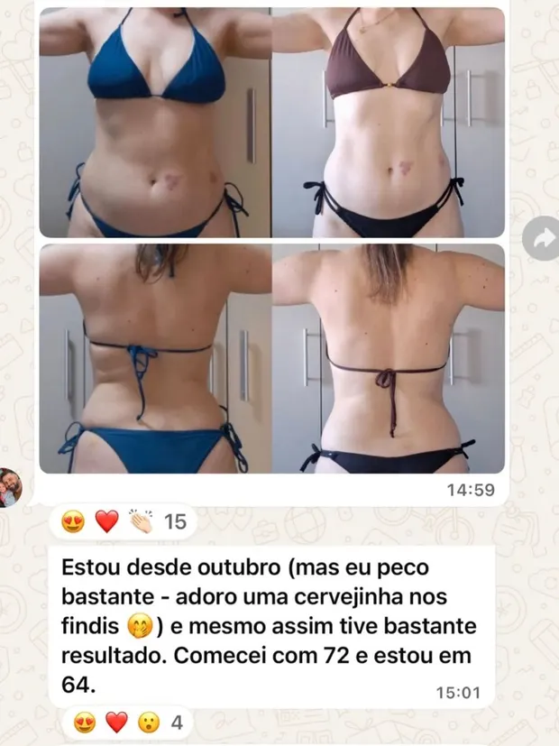 Depoimento da aluna Gabriela no WhatsApp