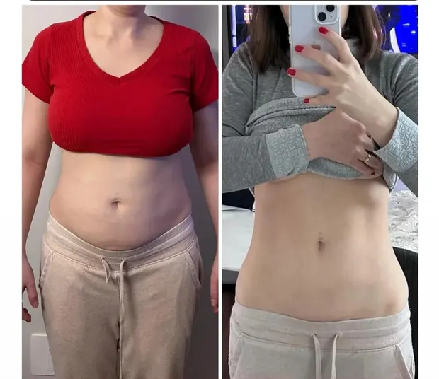 Antes e depois da aluna Isabela